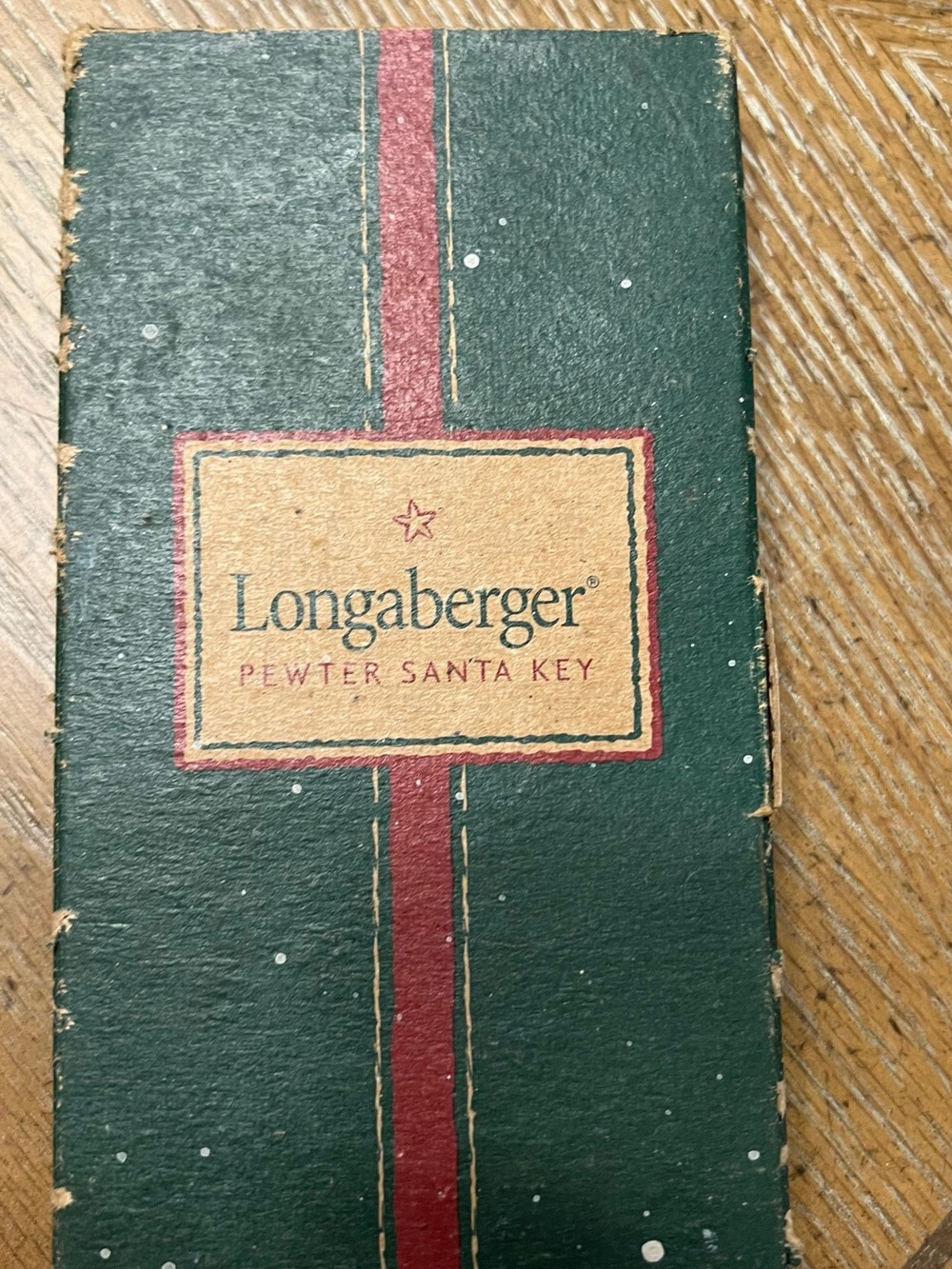 Longaberger Green and Red Pewter Santa Key